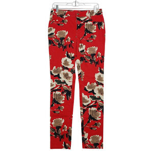 Chicos Pants Red Floral Platinum Jegging Size 00R/2R  RUNS LARGE FITS SIZE 4/6